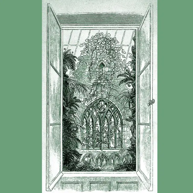 Grabado mostrando Tintern Abbey House