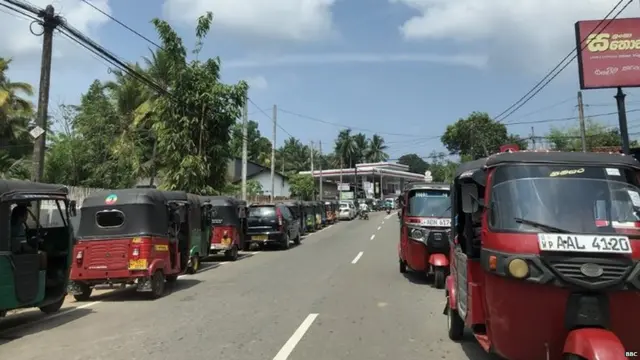 Queues at fuel stations in Sri Lanka