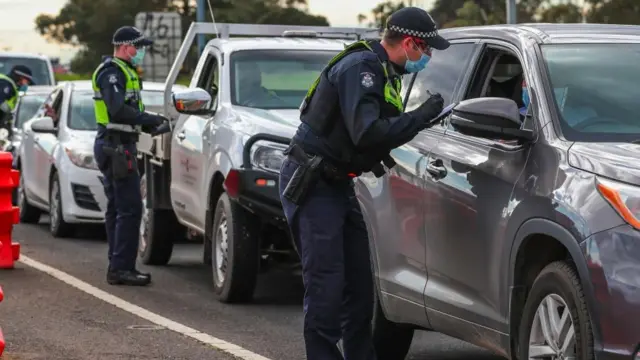 Australian police stop vehicles