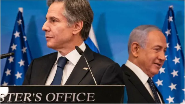 মার্কিন পররাষ্ট্রমন্ত্রী ব্লিনকেন এবং ইসরায়েলি প্রধানমন্ত্রী নেতানিয়াহু