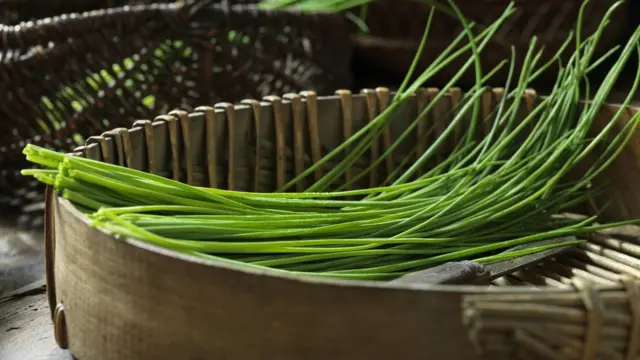 Лук-резанец в корзинке