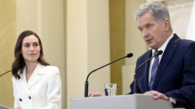 Primeira-ministra Sanna Marin e presidente Sauli Niinistö, da Finlândia