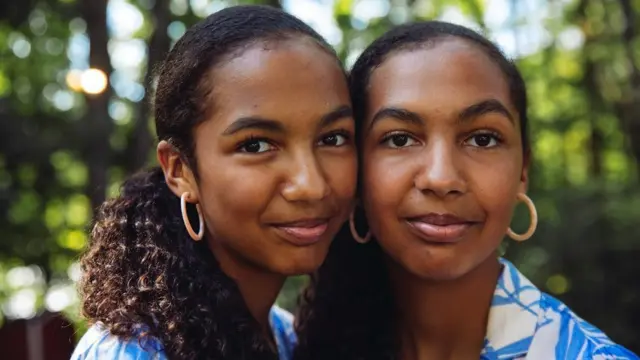 Identical twins at the Twins Days Festival in Twinsburg, Ohio