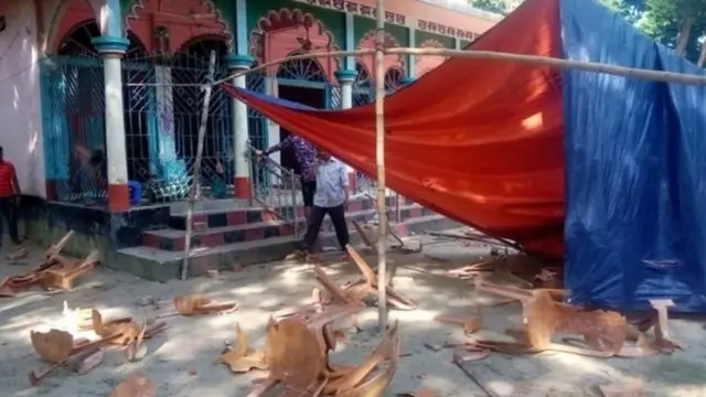 নাসিরনগরে ক্ষতিগ্রস্ত একটি মন্দির