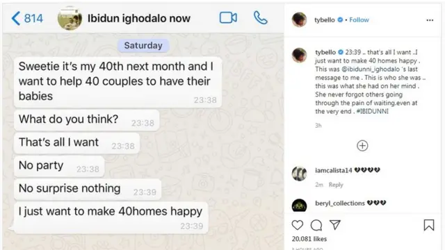 One of Ibidunni Ighodalo last message