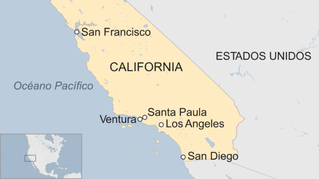Mapa de los incendios que afectan a California, Estados Unidos