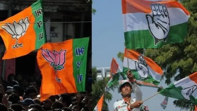 ભાજપ-કૉંગ્રેસના ઝંડા