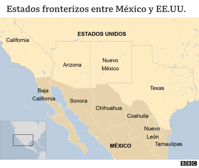 Mapa de los estados fronterizos