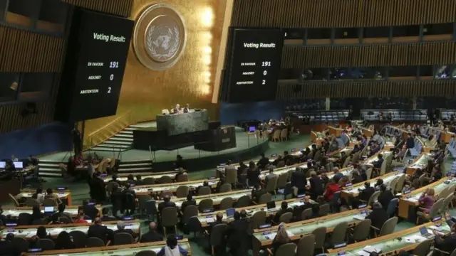 Votación en la ONU.