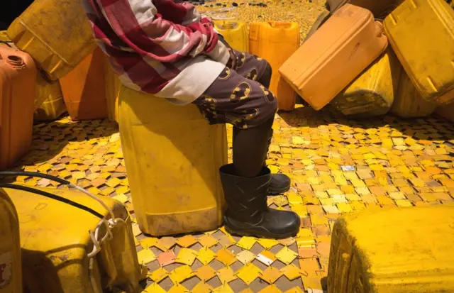 yellow tapestry, Serge Attukwei, Accra, Ghana