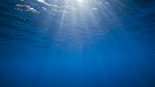 Foto da superfície oceânica, tirada do fundo