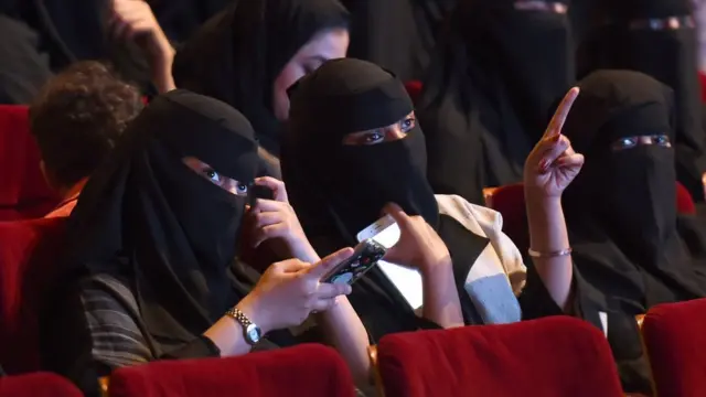 Saudi women attend the "Short Film Competition 2" festival on October 20, 2017