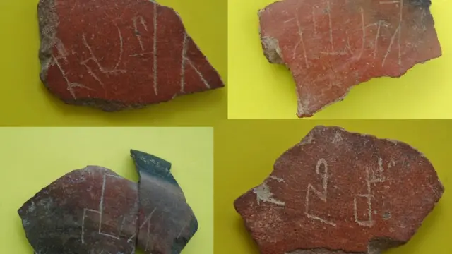 தமிழ் பிராமி எழுத்துகள் பொறிக்கப்பட்ட பானை ஓடுகள்