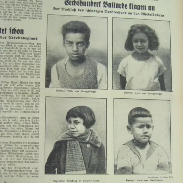روزنامه "فرانکفورتر فولکس‎بلات" در یکی از روزهای سال ۱۹۳۶ تیتر زده بود: " ۶۰۰ حرامزاده، میراث جنایت سیاهان علیه ساکنین راینلند"