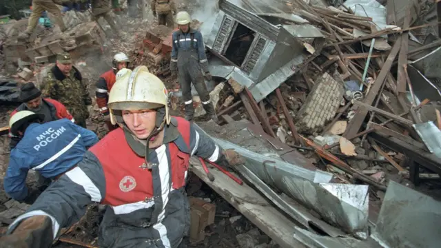 Последствия взрыва жилого дома на Каширском шоссе в Москве