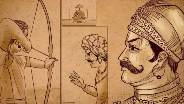 பிருத்விராஜ் ராசோவில் எழுதப்பட்ட கவிதை வரிகளை விளக்கும் படம்