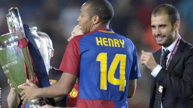 Thierry Henry na Pep Guardiola akiwa Barcelona