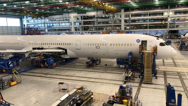 A Boeing plane being built in the US