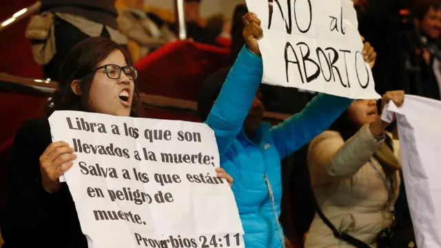 Durante la sesión de la Cámara de Diputados un grupo de mujeres protestó en contra de la ley.