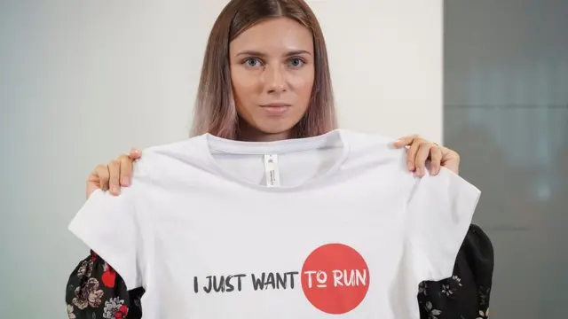 Кристина Тимановская на пресс-конференции в Варшаве