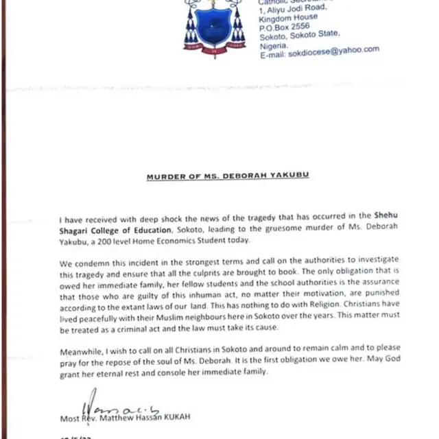 Akwụkwọ ozi Bishop Kukah dere