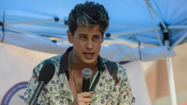 Imagen de Milo Yiannopoulos en una conferencia en Nueva York.