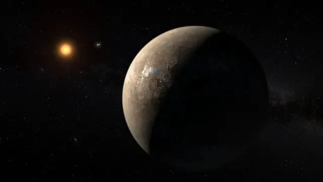 Ilustração artísticasite de palpiteProxima Centauri e umsite de palpiteseus exoplanetas