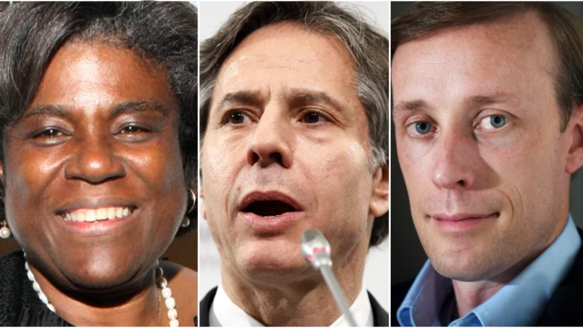 Linda Thomas-Greenfield, Antony Blinken and Jake Sullivan