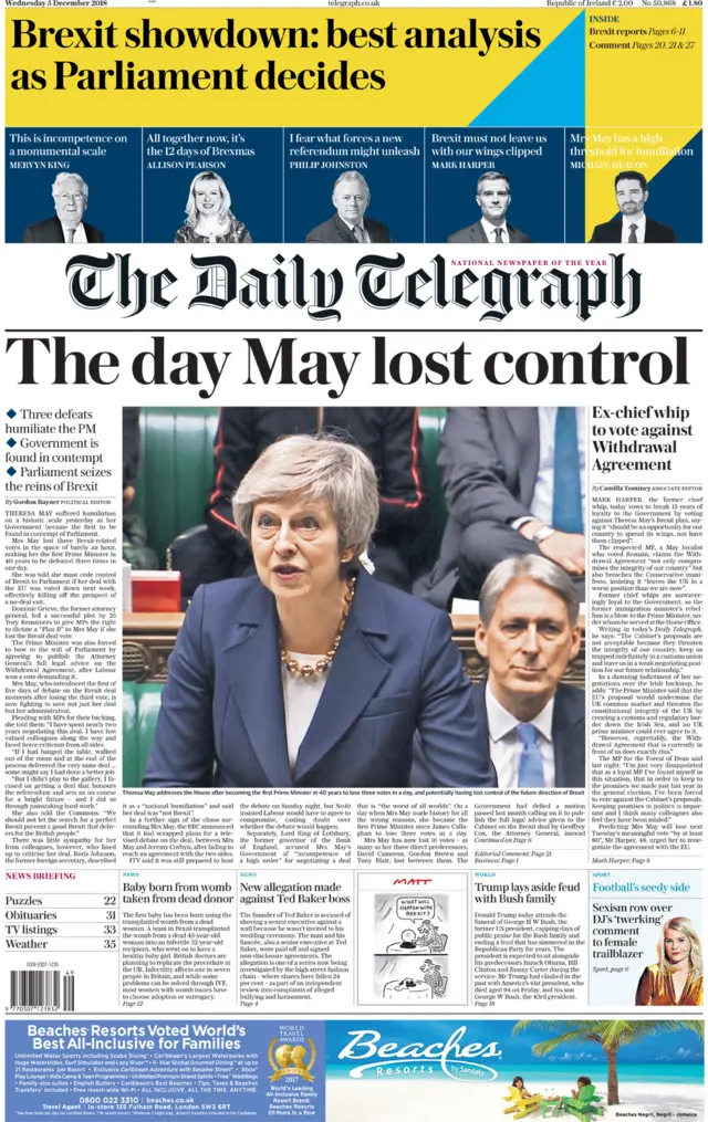 Daily Telegraph trang chính 5/12/18