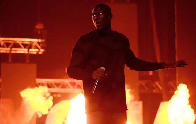 Stormzy performs on stage at the MOBO Awards at First Direct Arena Leeds on November 29, 2017 in Leeds, England.