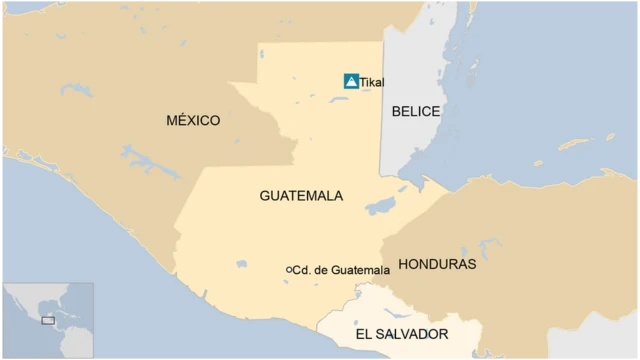 Carte de la région de Tikal