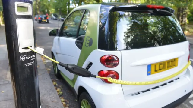 Voiture électrique au point de charge