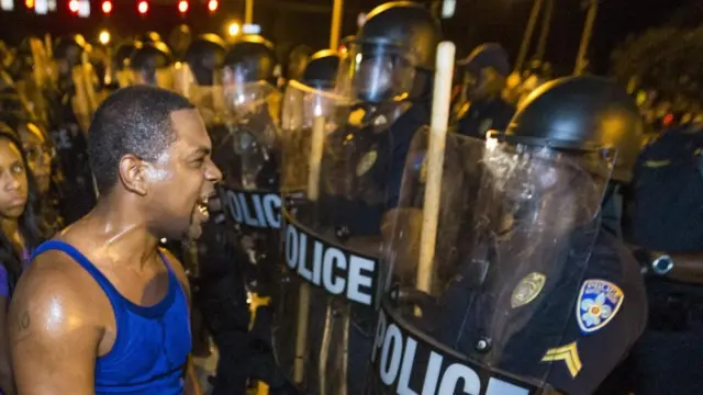 Protesters square off against the police in the city of Baton Rouge in 2016