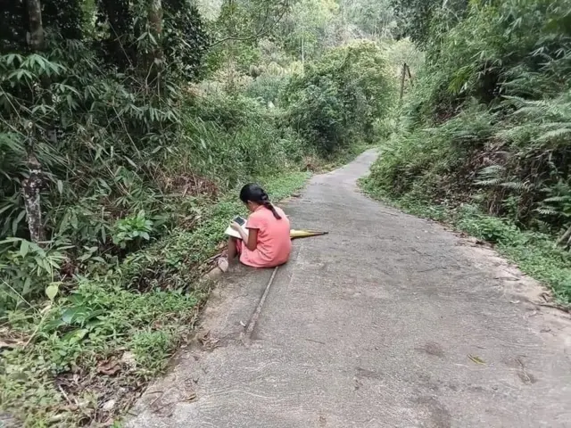 බදුරලිය ප්‍රදේශයේ පාසල් සිසුන් පිරිසක් මහමග ජාලගත අධ්‍යාපනයේ යෙදෙමින් සිටින අයුරු සමාජ ජලයේ සංසරණය වූ පිංතුරයක්