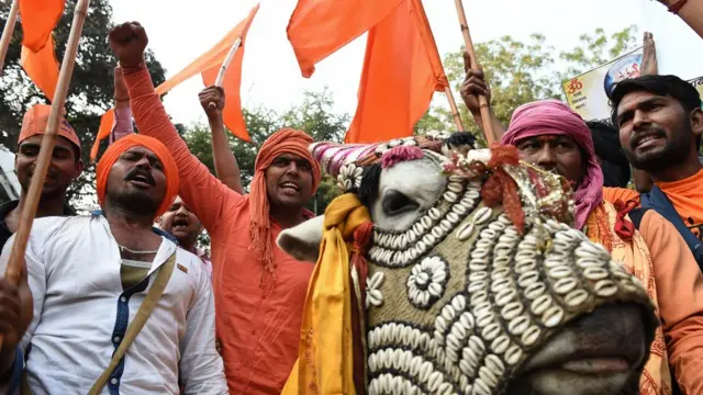 উত্তর প্রদেশে নির্বাচনে বিজয়ের পর বিজেপির কিছু সমর্থক