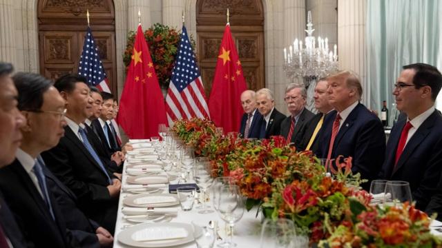 G20峰會上特朗普與習近平共進晚餐。