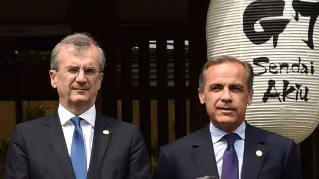 Fransa Merkez Bankası Başkanı François Villeroy de Galhau ve İngiltere Merkez Bankası Başkanı Mark Carney