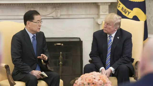 정의용 국가안보실장과 트럼프 대통령