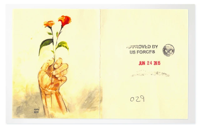 Un croquis de Muhammad al-Ansi, estampillé de l'approbation de la libération de la prison de Guantanamo