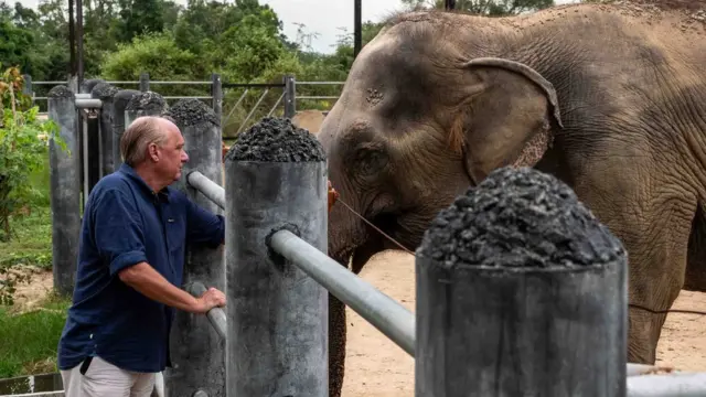 Edwin Wiek e um elefante