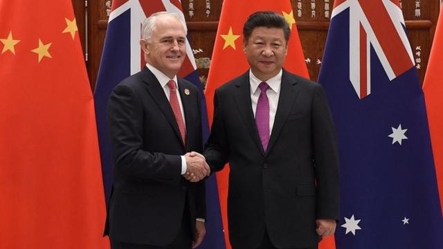 Australian leader Malcolm Turnbull and Chinese counterpart Xi Jinping in China last year