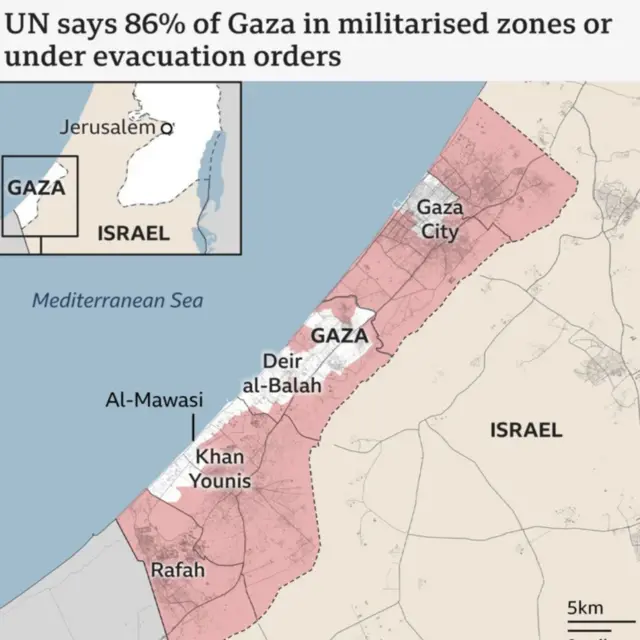 Map of Gaza under militarises zone