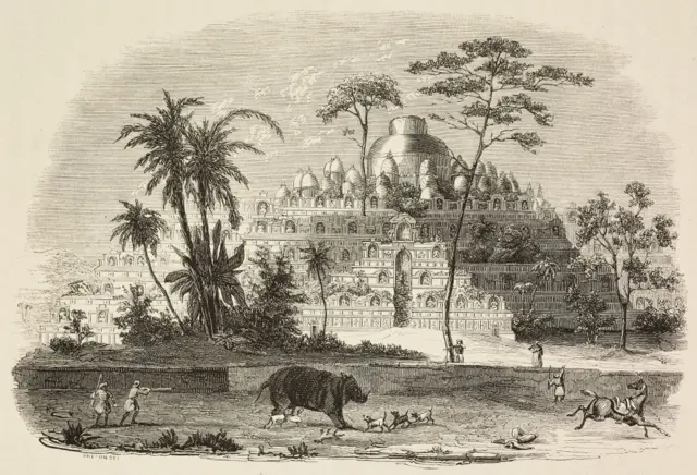 Lukisan Candi Borobudur pada1844, oleh Ernest Breton.