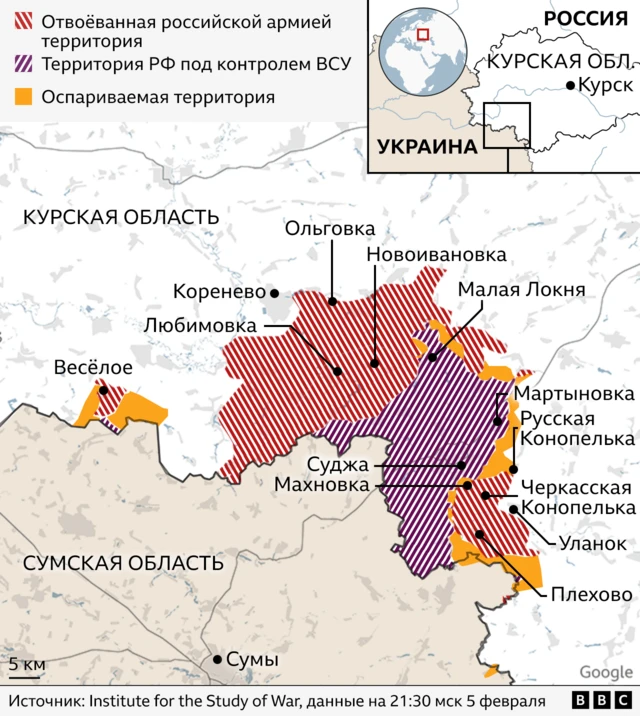 Карта боевых действий в Курской области