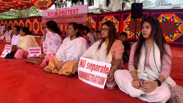 अलग कुकी प्रशासन की मांग के विरोध में प्रदर्शन