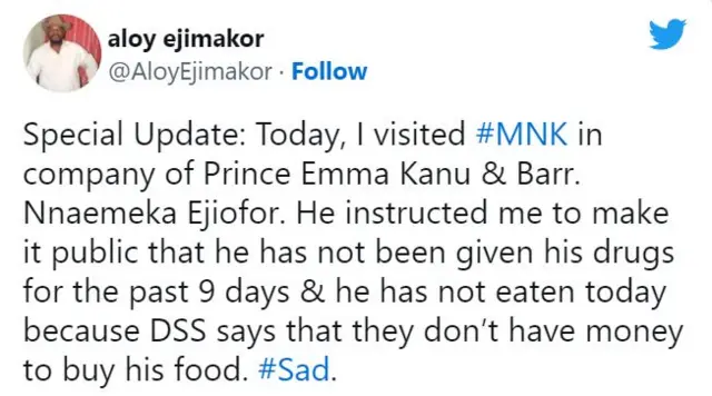 Ihe Aloy Ejimakor kwuru na Twitter