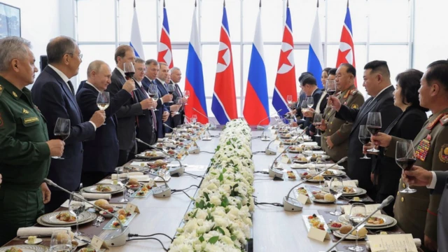 Delegations from Moscow and Pyongyang led by Putin and Kim met at the Russian spaceport Vostochny Coosmodrome