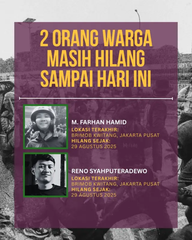 Kontras, orang hilang, Farhan Hamid, Reno Syahputeradewo