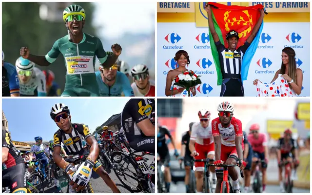 ኣብ ቱር ዲ ፍራንስ 4 ኤርትራውያን'ዮም ተሳቲፎም ዝፈልጤ፡ ዳንኤል ተኽለሃይማኖት [2015፡2016] ናትናኤል ብርሃነ [2016፡2019] መርሃዊ ቅዱስ [2015] ከምኡ ከኣ ቢንያም ግርማይ [2024 ከምኡ ከኣ 2025]
