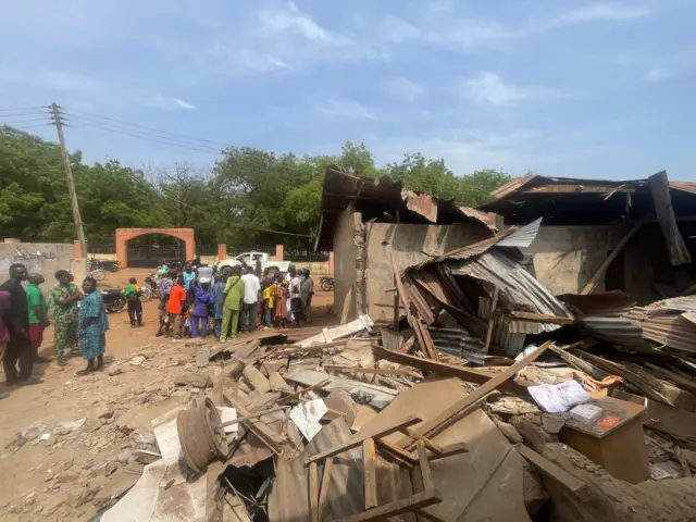 Damaged building for Offa wey US airstrikes cause